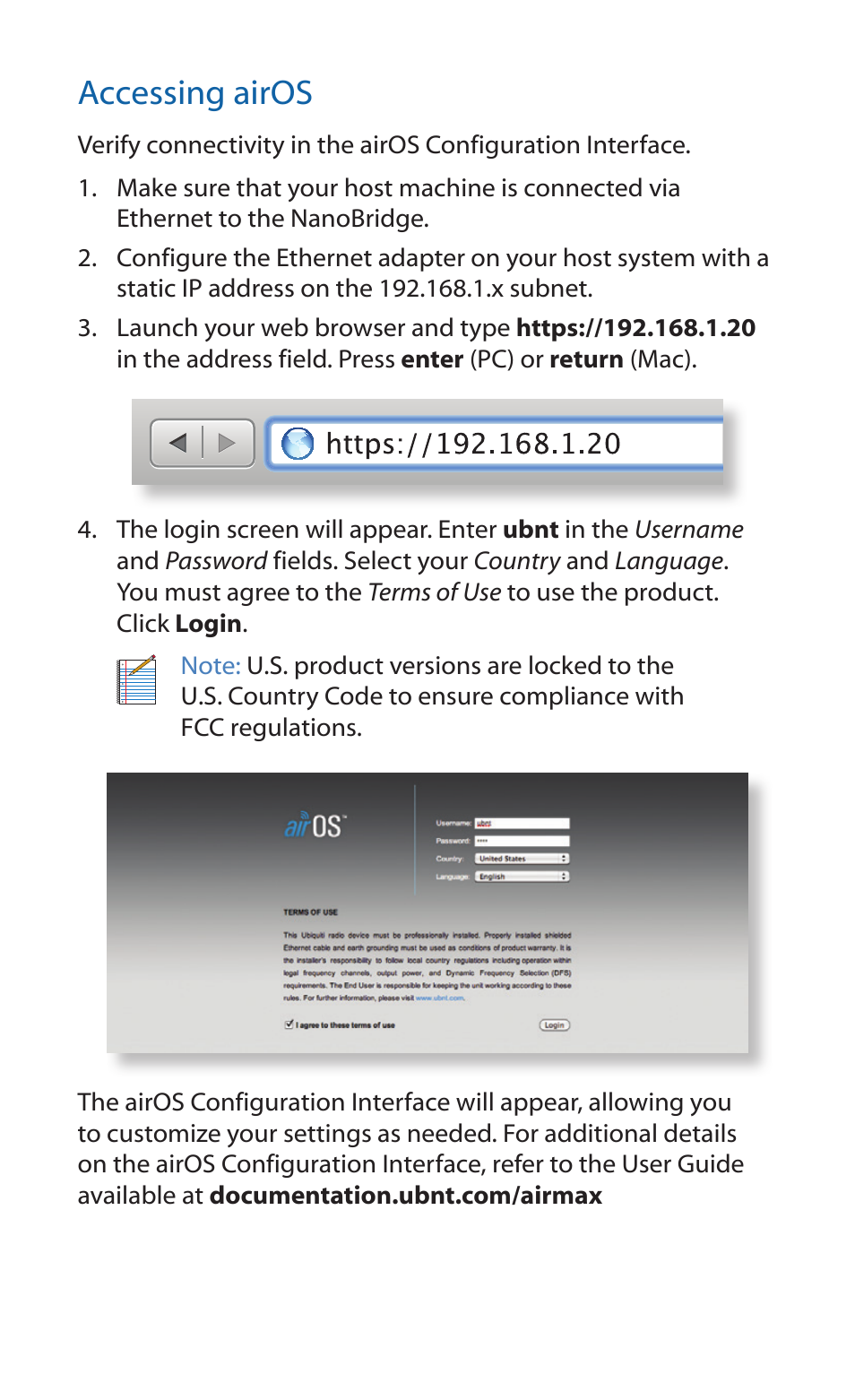 Accessing airos | Ubiquiti Networks NanoBridgM User Manual | Page 13 / 24