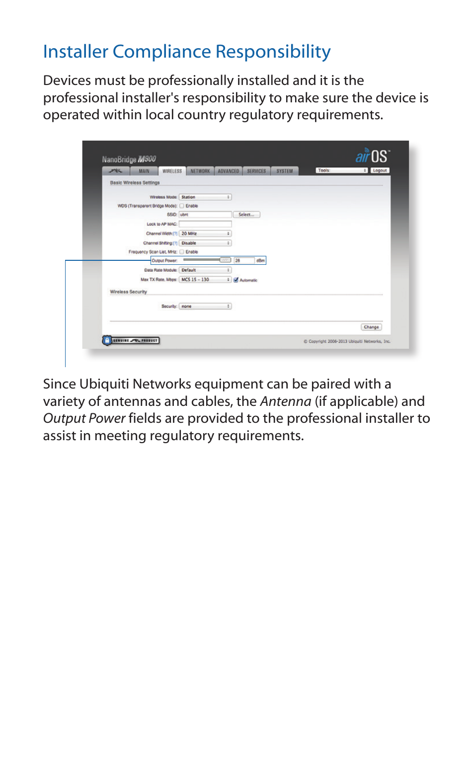 Installer compliance responsibility | Ubiquiti Networks NanoBridgM User Manual | Page 14 / 24