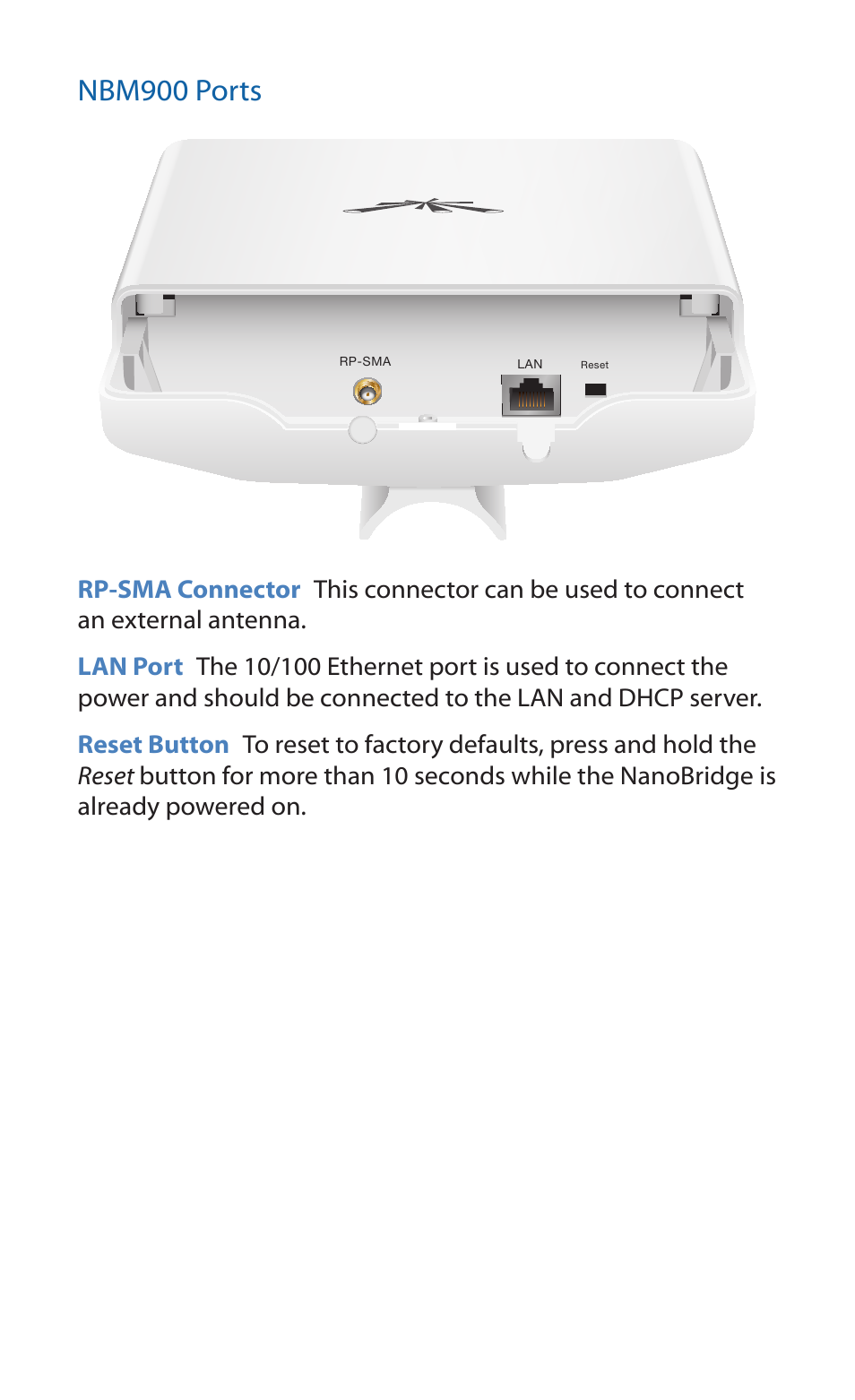 Nbm900 ports | Ubiquiti Networks NanoBridgM User Manual | Page 4 / 24