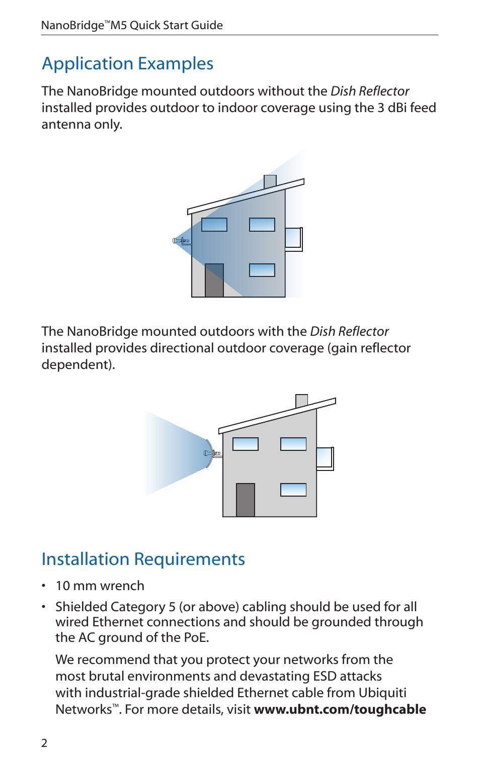 Application examples, Installation requirements | Ubiquiti Networks NanoBridgM User Manual | Page 4 / 20