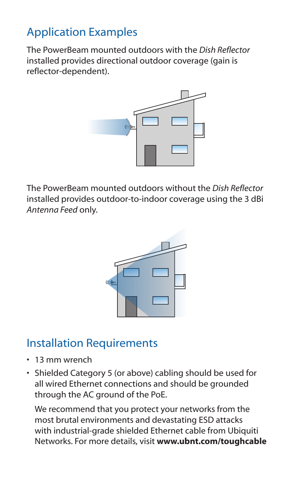 Application examples, Installation requirements | Ubiquiti Networks PowerBea ac User Manual | Page 5 / 24