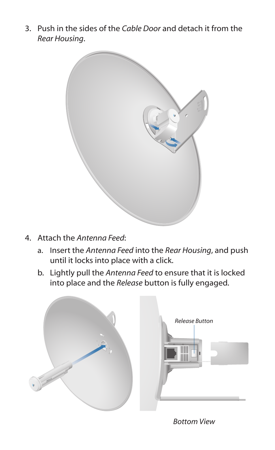 Attach the antenna feed, A. i, Bottom view | Ubiquiti Networks PowerBea ac User Manual | Page 7 / 24