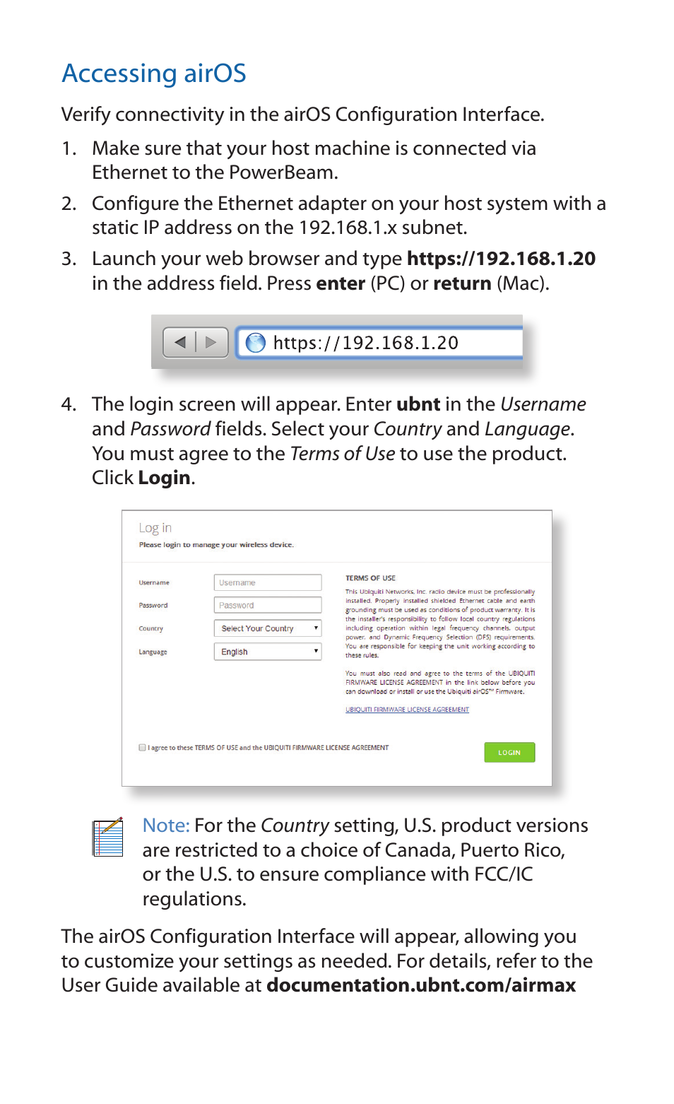 Accessing airos | Ubiquiti Networks PowerBea ac User Manual | Page 16 / 28