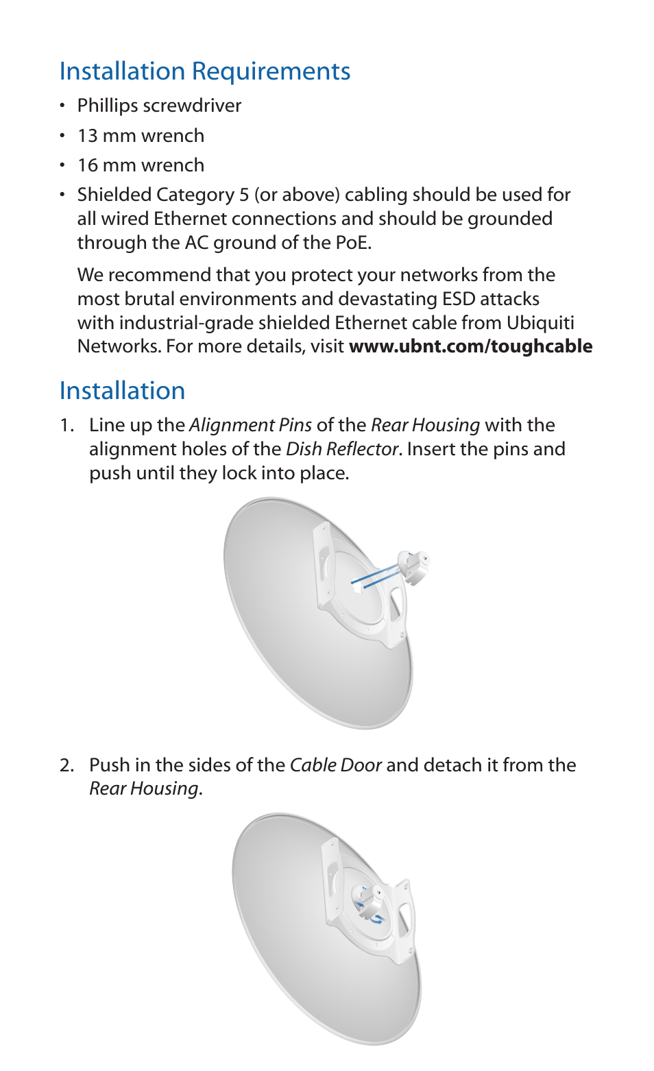 Installation requirements, Installation | Ubiquiti Networks PowerBea ac User Manual | Page 5 / 28