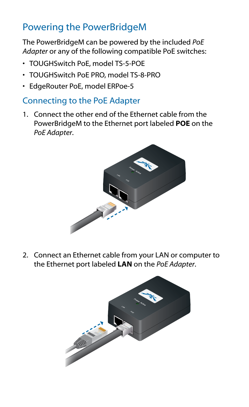 Powering the powerbridgem | Ubiquiti Networks PowerBridgM User Manual | Page 10 / 24