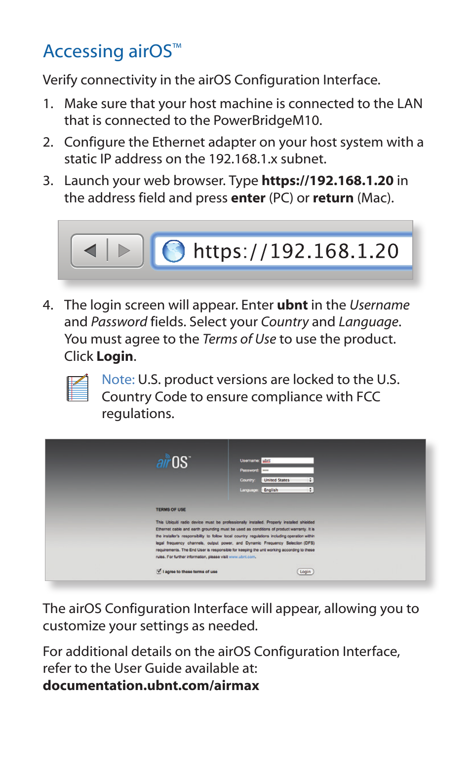 Accessing airos | Ubiquiti Networks PowerBridgM10 User Manual | Page 12 / 24