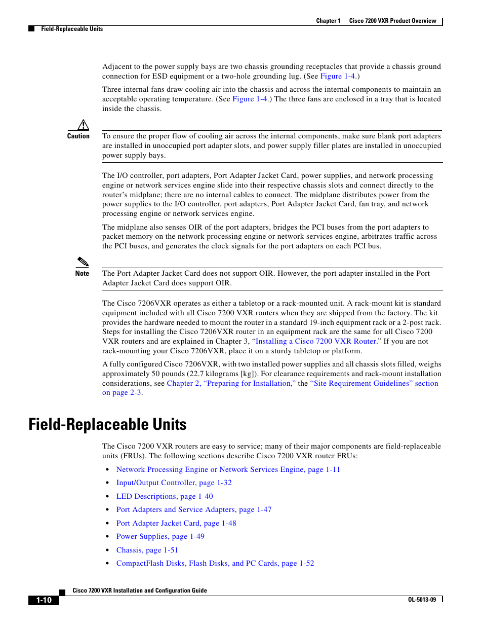 Field-replaceable units | Cisco 7200 VXR User Manual | Page 10 / 64