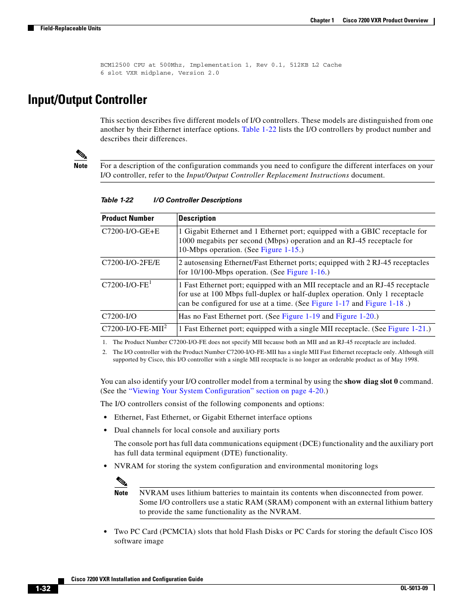 Input/output controller | Cisco 7200 VXR User Manual | Page 32 / 64