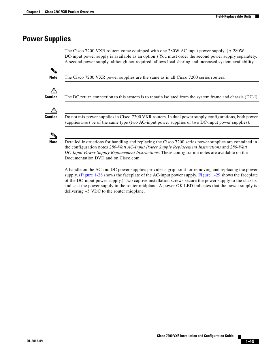 Power supplies | Cisco 7200 VXR User Manual | Page 49 / 64