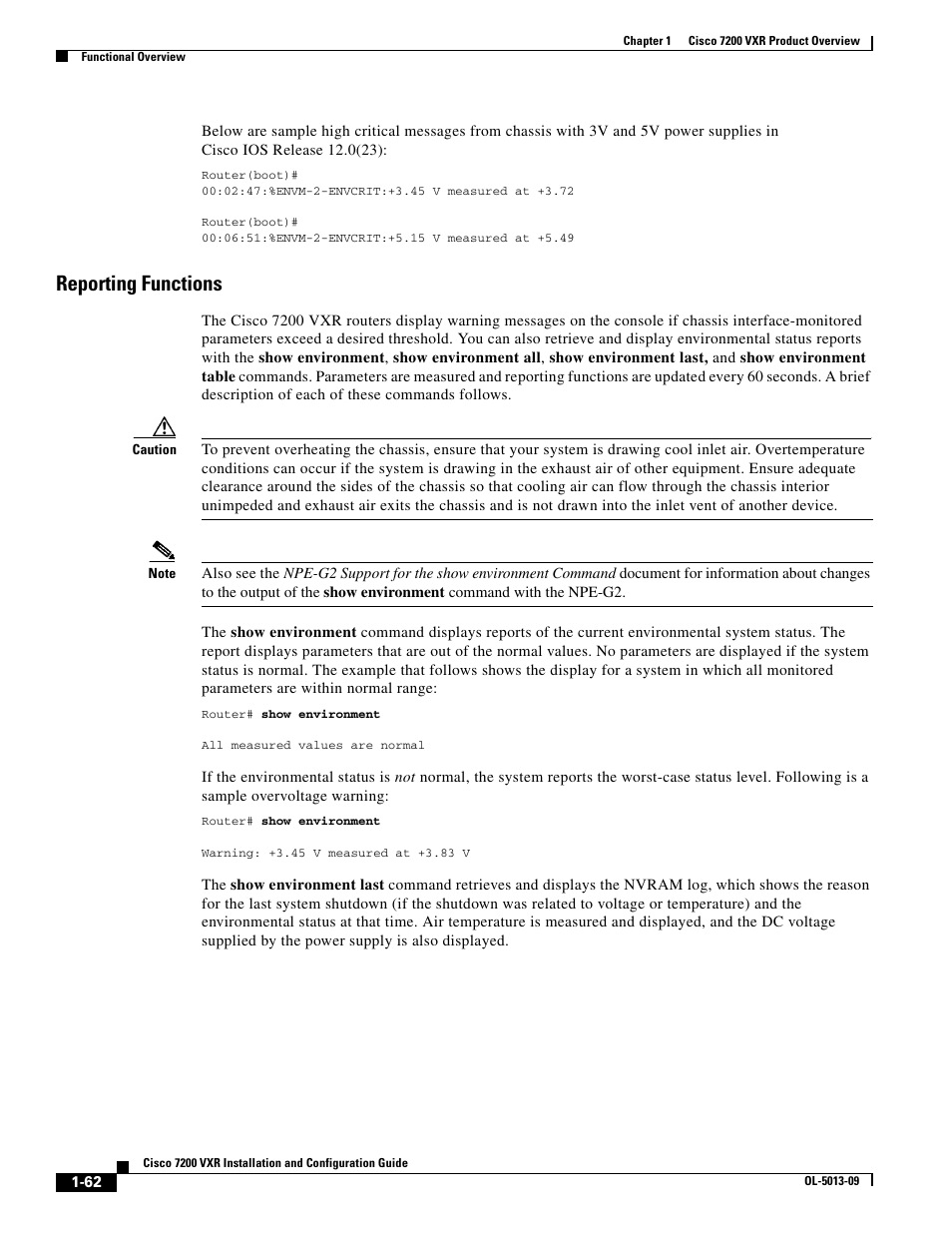 Reporting functions | Cisco 7200 VXR User Manual | Page 62 / 64