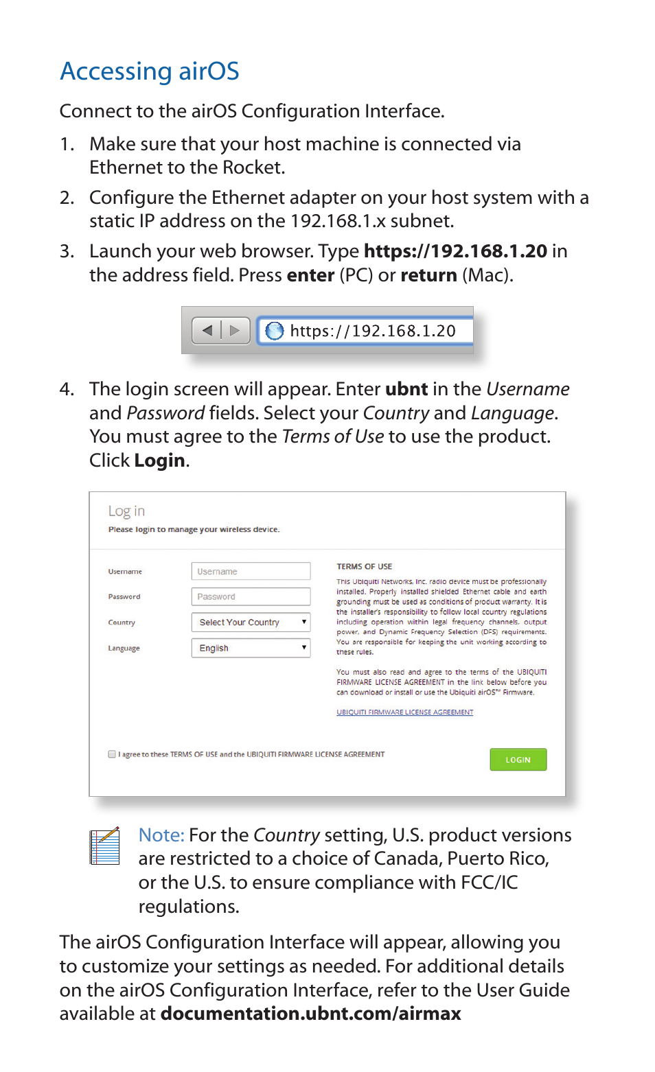 Accessing airos | Ubiquiti Networks Rockeac User Manual | Page 10 / 24