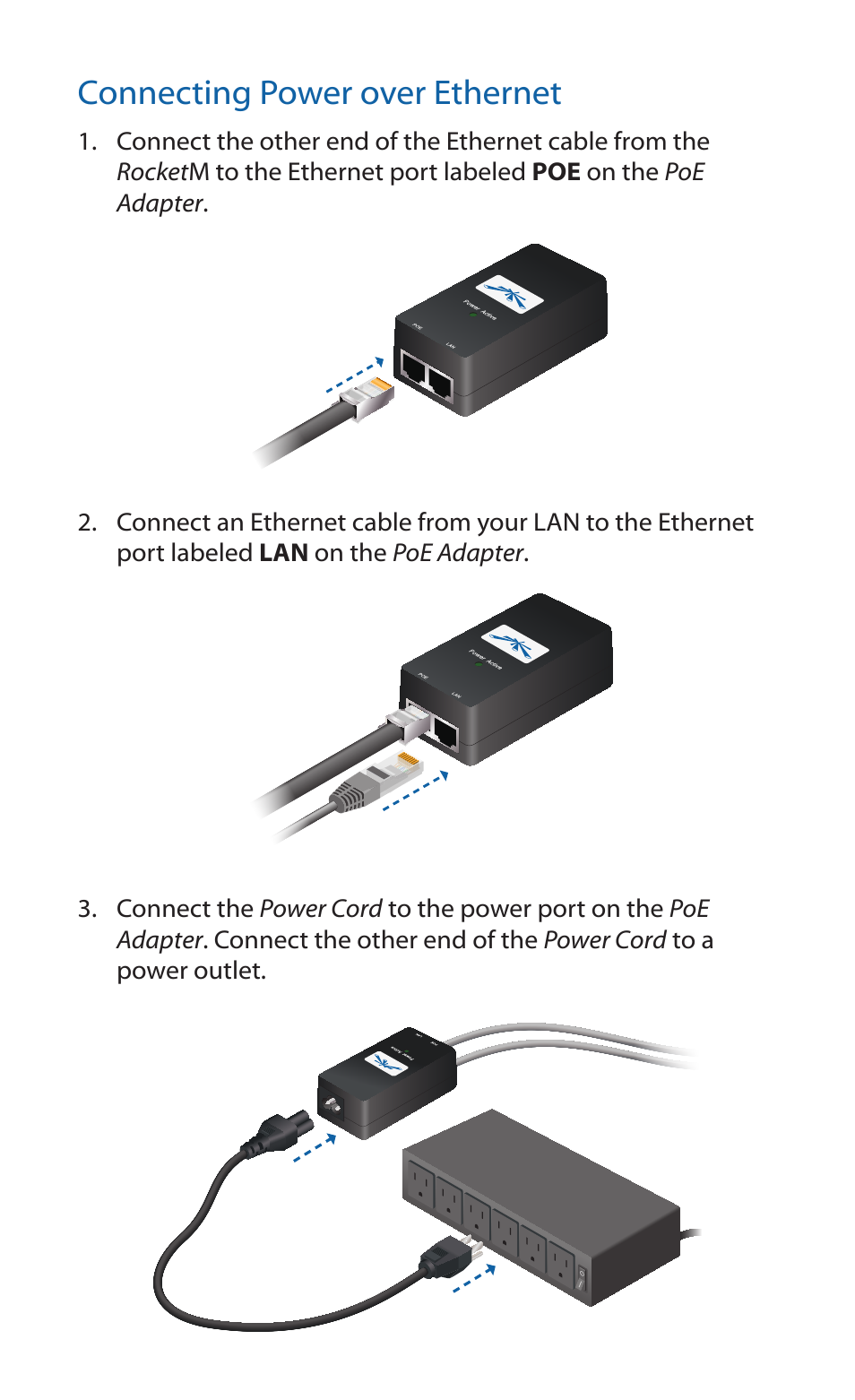 Connecting power over ethernet | Ubiquiti Networks RockeM User Manual | Page 10 / 24