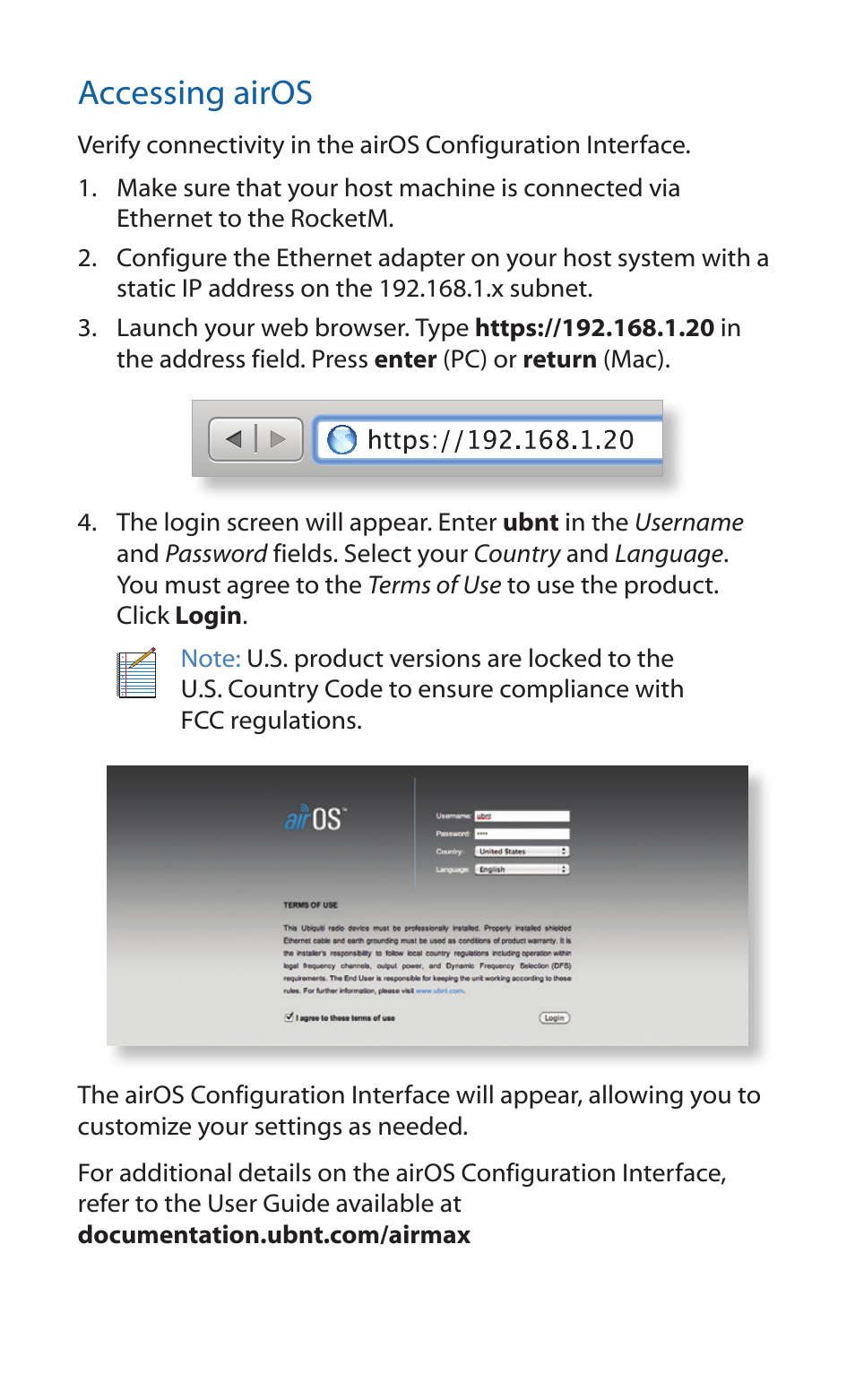 Accessing airos | Ubiquiti Networks RockeM User Manual | Page 11 / 24