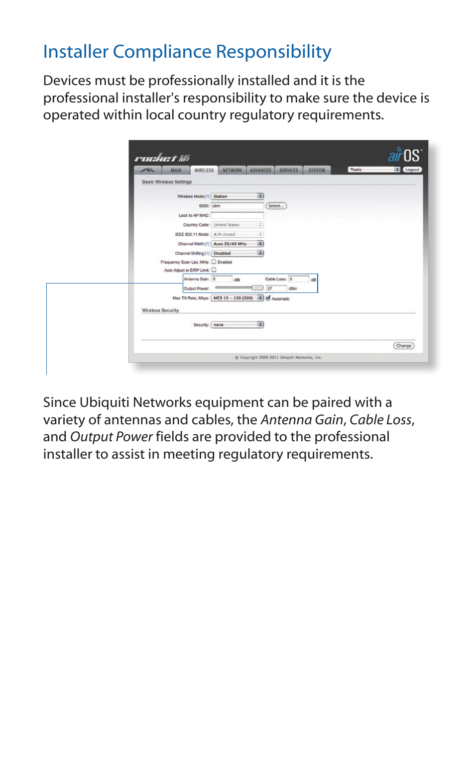 Installer compliance responsibility | Ubiquiti Networks RockeM User Manual | Page 12 / 24