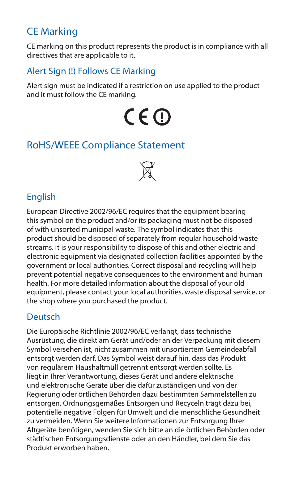 Ce marking, Rohs/weee compliance statement | Ubiquiti Networks RockeM User Manual | Page 20 / 24