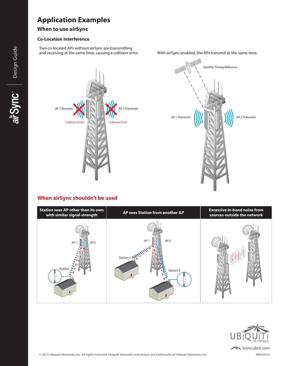 Application examples, Design guide, When to use airsync | When airsync shouldn’t be used | Ubiquiti Networks RockeM User Manual | Page 2 / 2