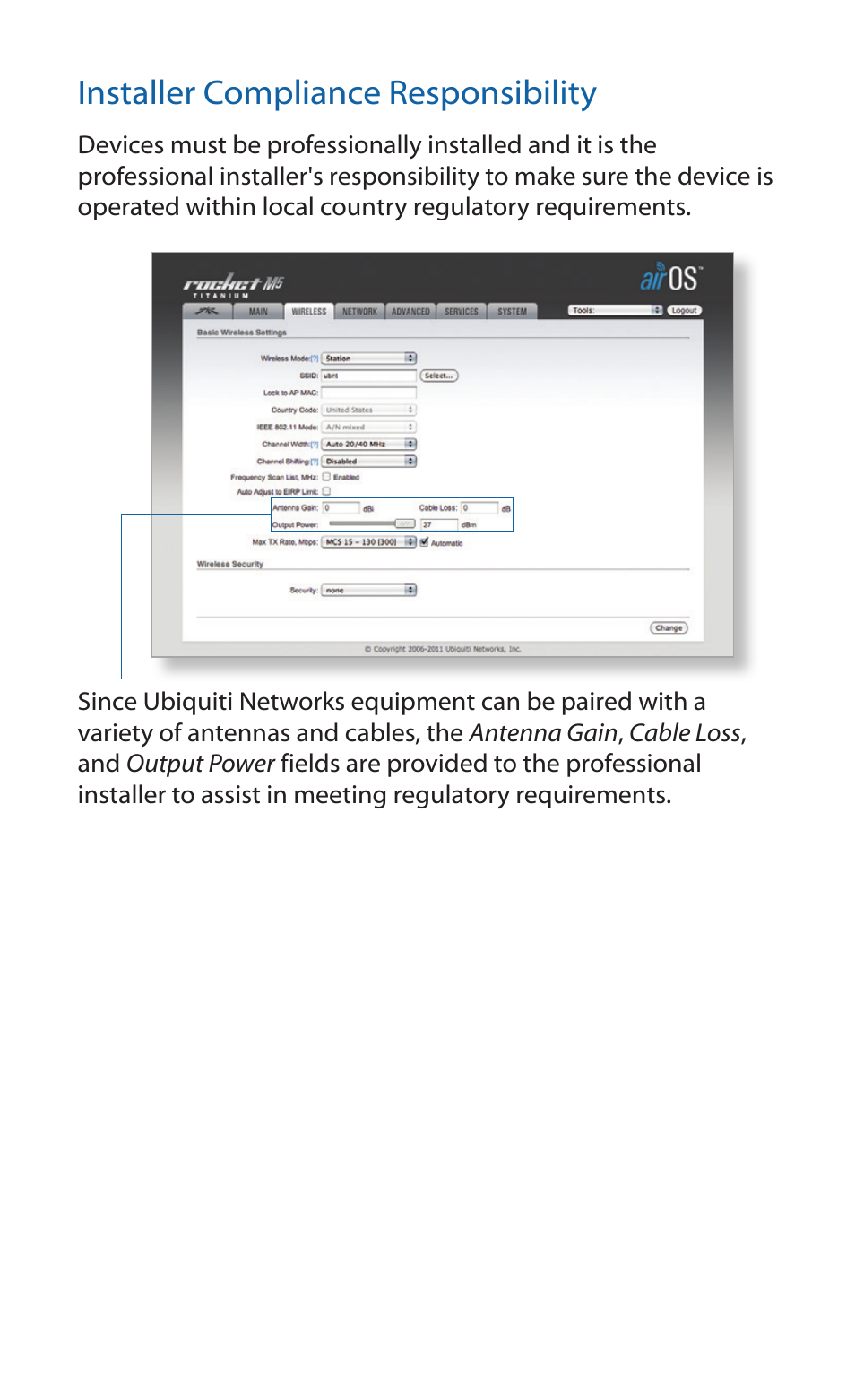 Installer compliance responsibility | Ubiquiti Networks RockeM User Manual | Page 15 / 28