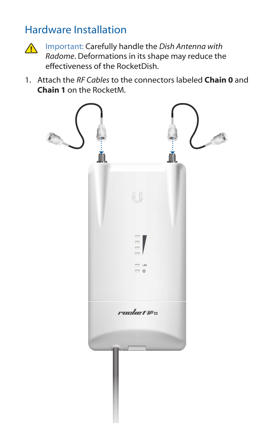 Hardware installation | Ubiquiti Networks RocketDis ac Antenna User Manual | Page 4 / 24