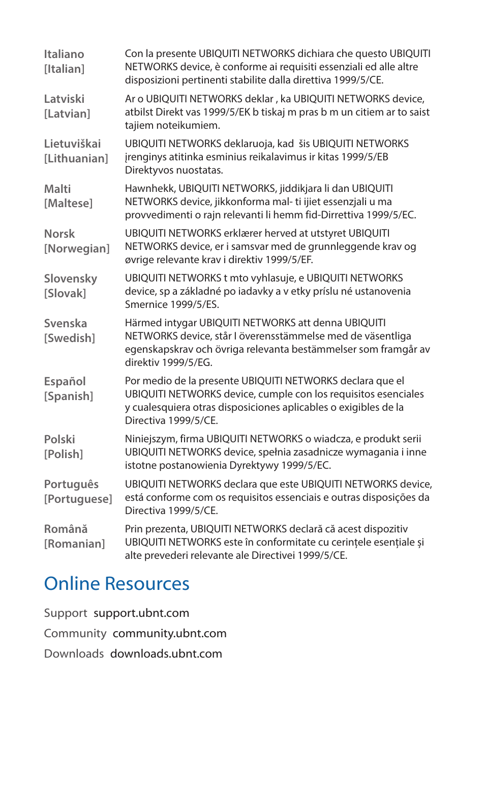 Online resources | Ubiquiti Networks airMA ac Sector Antenna User Manual | Page 19 / 20