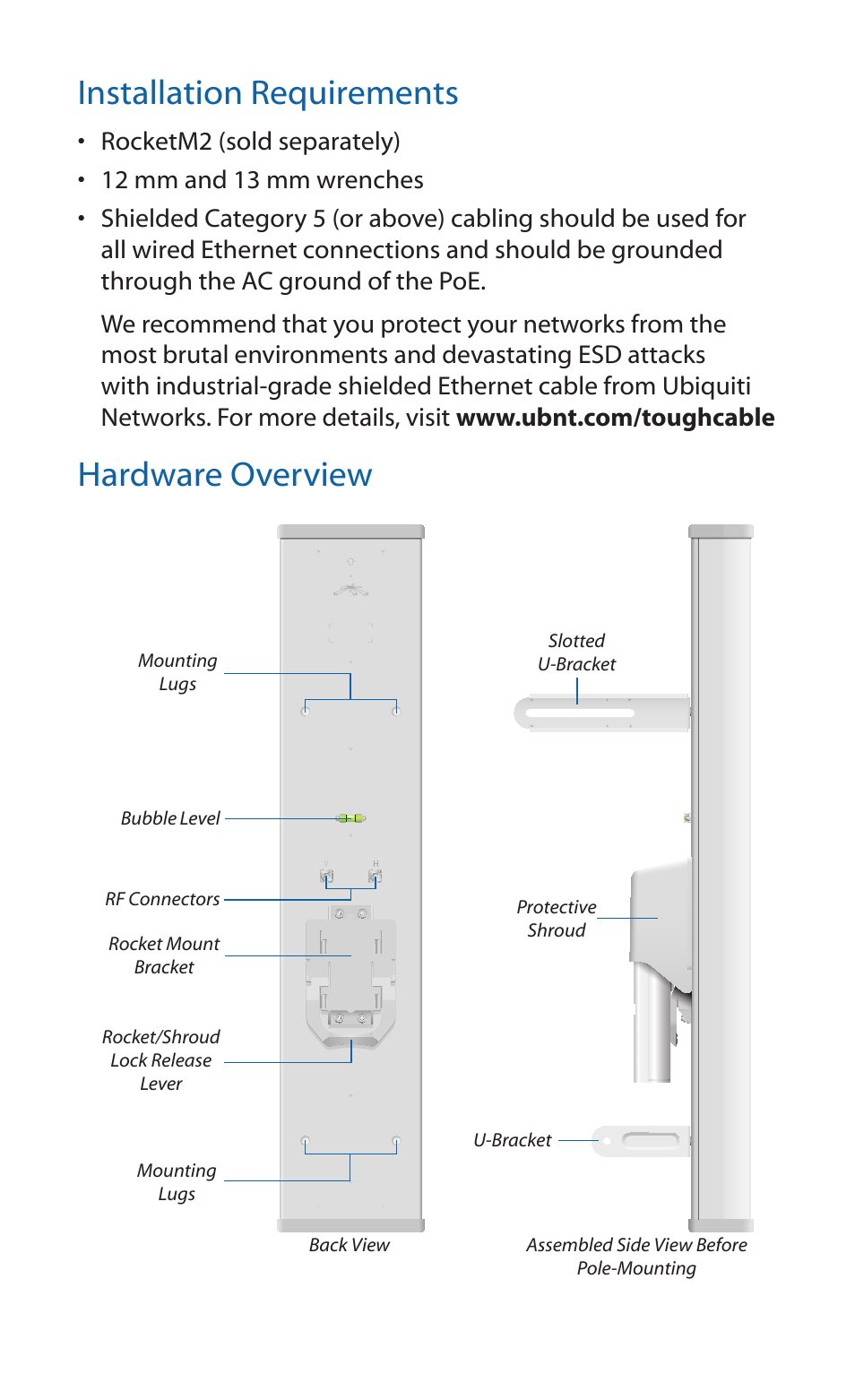 Installation requirements, Hardware overview | Ubiquiti Networks airMA Sector Antenna User Manual | Page 3 / 20