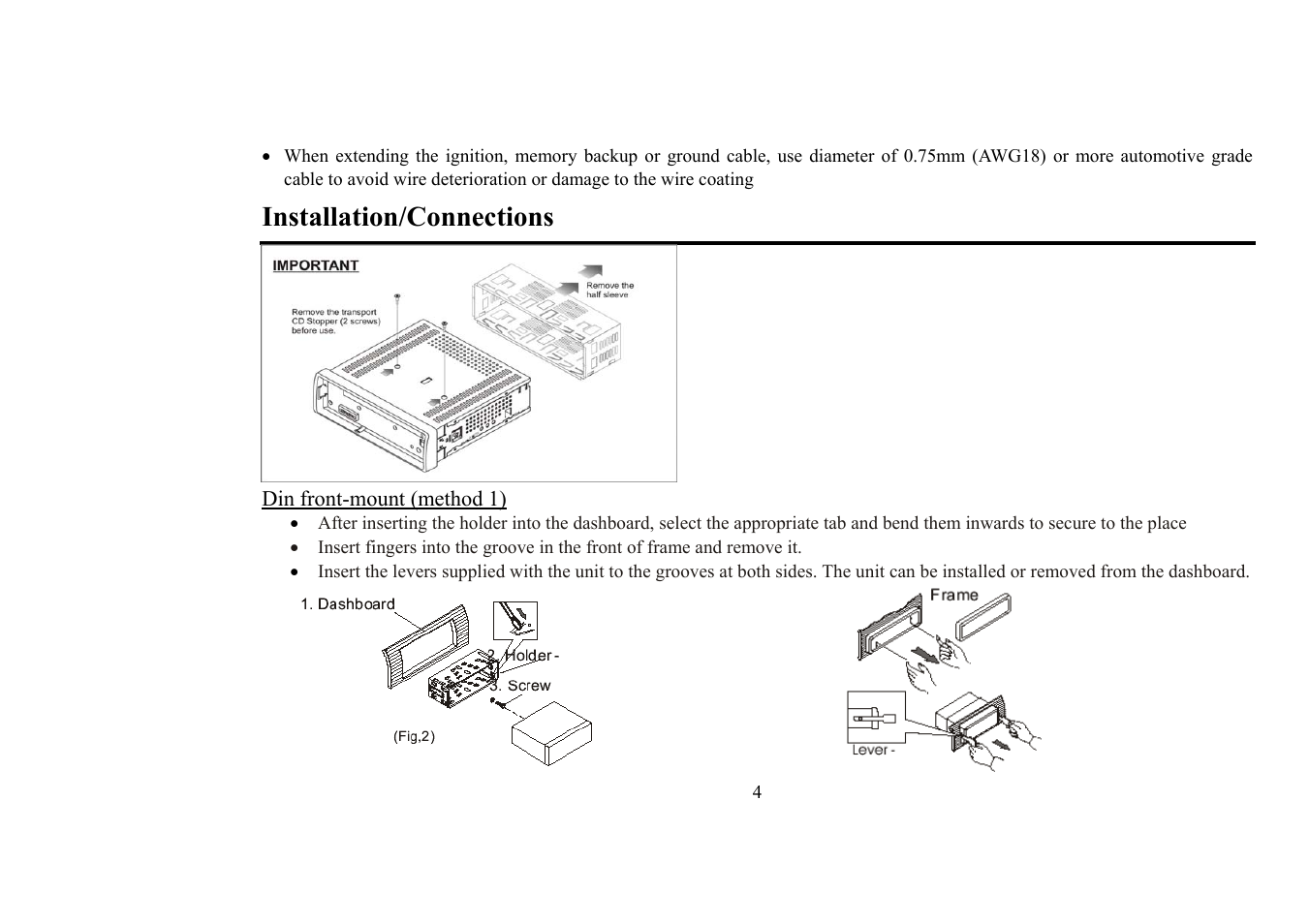 Installation/connections | Hyundai H-CDM8018 User Manual | Page 4 / 50