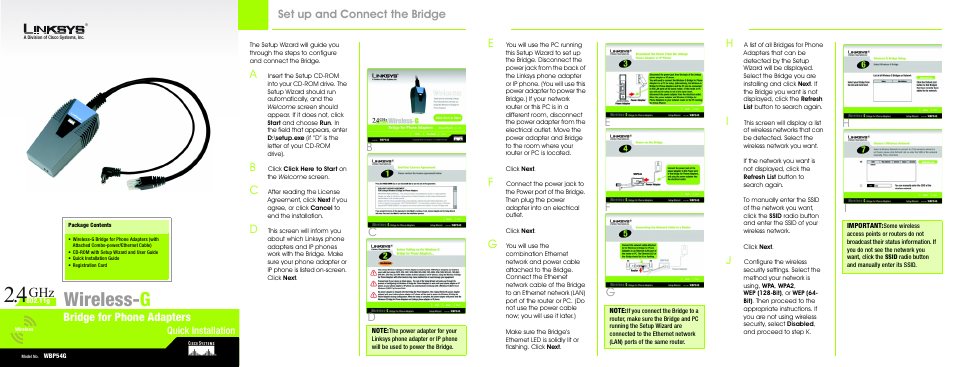 Cisco Wireless-G Bridge WBP54G User Manual | 2 pages