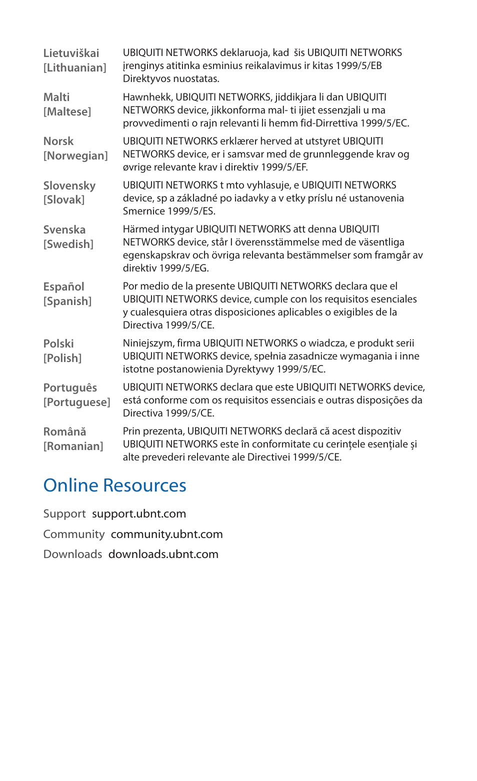Online resources | Ubiquiti Networks RocketDis LW User Manual | Page 23 / 24