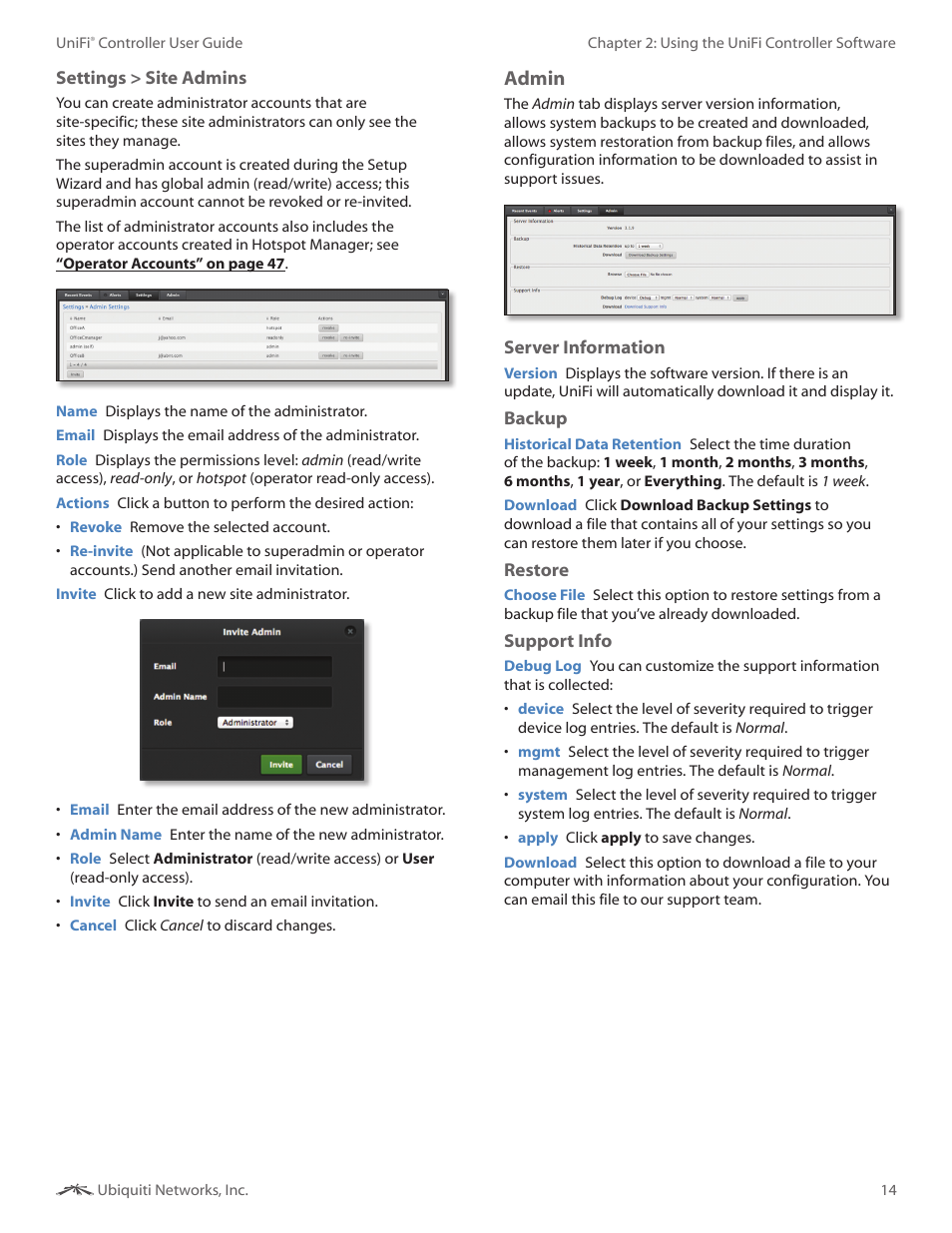 Admin | Ubiquiti Networks UniF AP AC Outdoor User Manual | Page 17 / 57