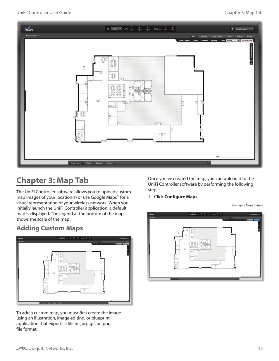 Chapter 3: map tab, Adding custom maps, Chapter 3 | Map tab | Ubiquiti Networks UniF AP AC Outdoor User Manual | Page 18 / 57