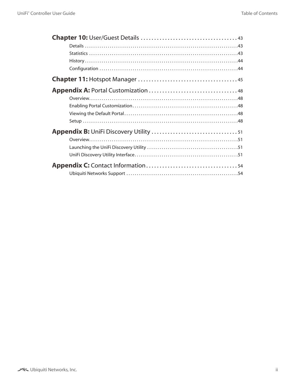 Chapter 10, Chapter 11, Appendix a | Appendix b, Appendix c | Ubiquiti Networks UniF AP AC Outdoor User Manual | Page 3 / 57