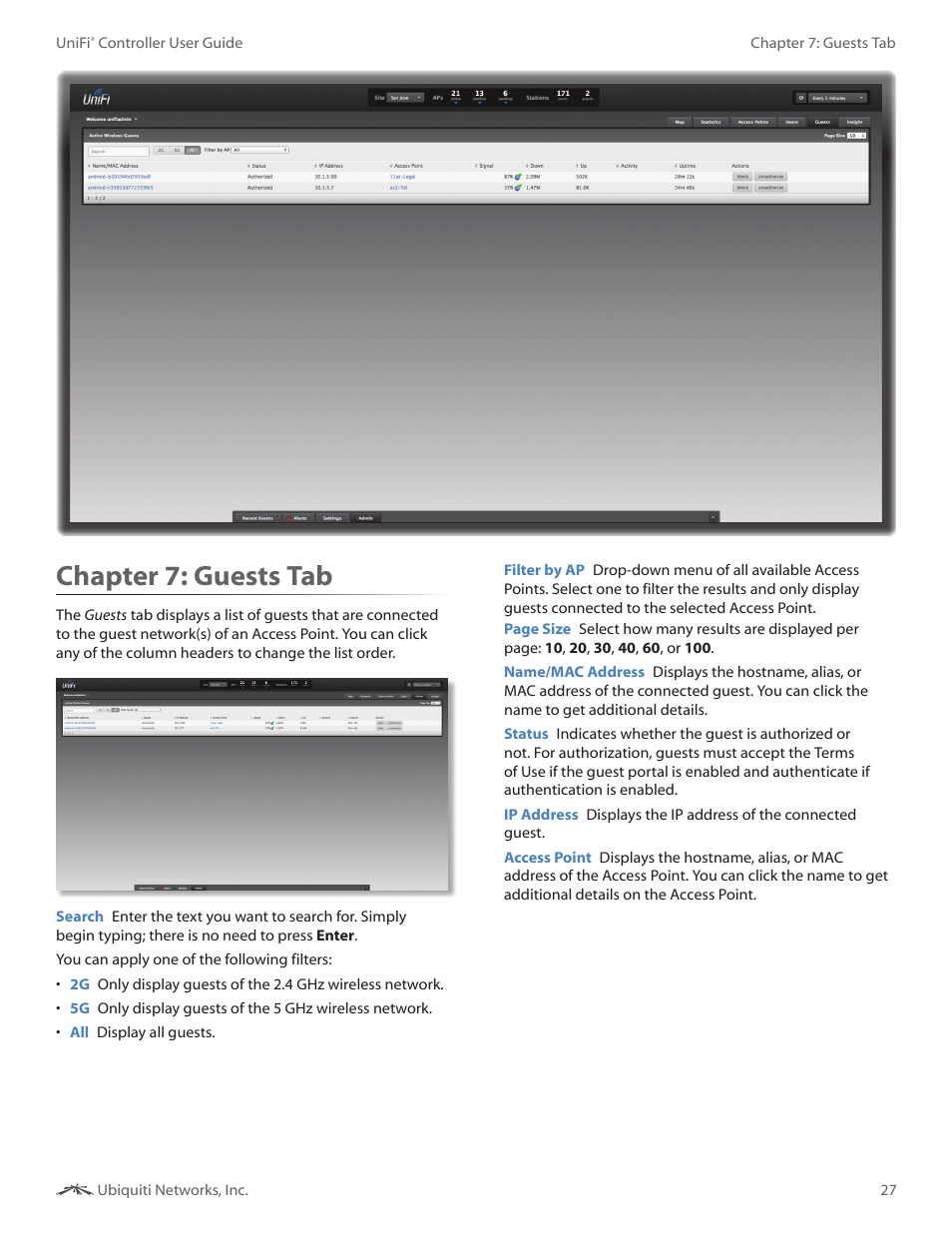 Chapter 7: guests tab, Chapter 7, Guests tab | Ubiquiti Networks UniF AP AC Outdoor User Manual | Page 30 / 57
