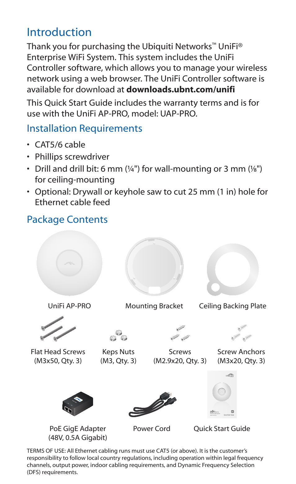 Introduction, Installation requirements, Package contents | Ubiquiti Networks UniF AP User Manual | Page 2 / 24