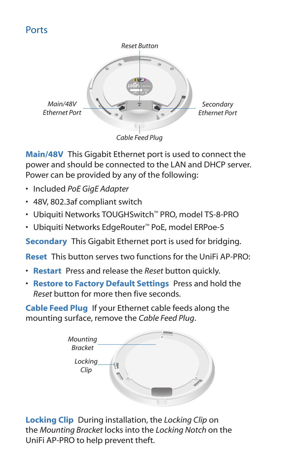 Ports | Ubiquiti Networks UniF AP User Manual | Page 5 / 24