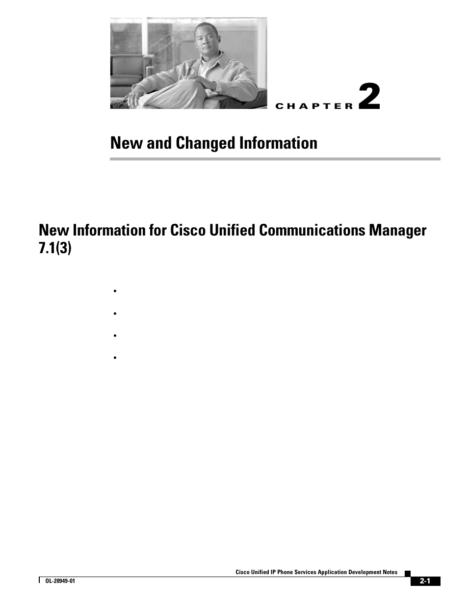 New and changed information, C h a p t e r, New information for cisco unified | Chapter 2, “new and changed information | Cisco OL-20949-01 User Manual | Page 17 / 116