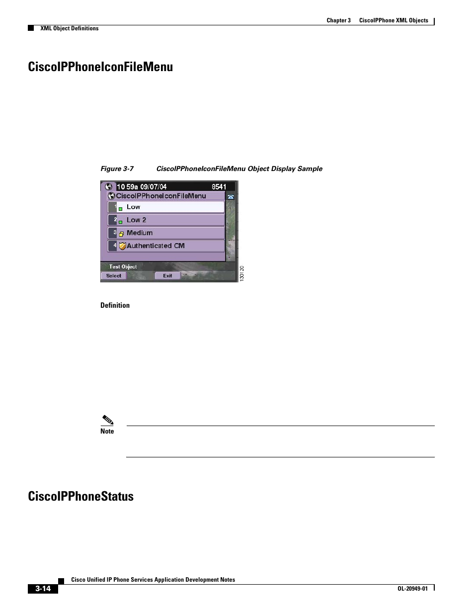 Ciscoipphoneiconfilemenu, Ciscoipphonestatus | Cisco OL-20949-01 User Manual | Page 32 / 116