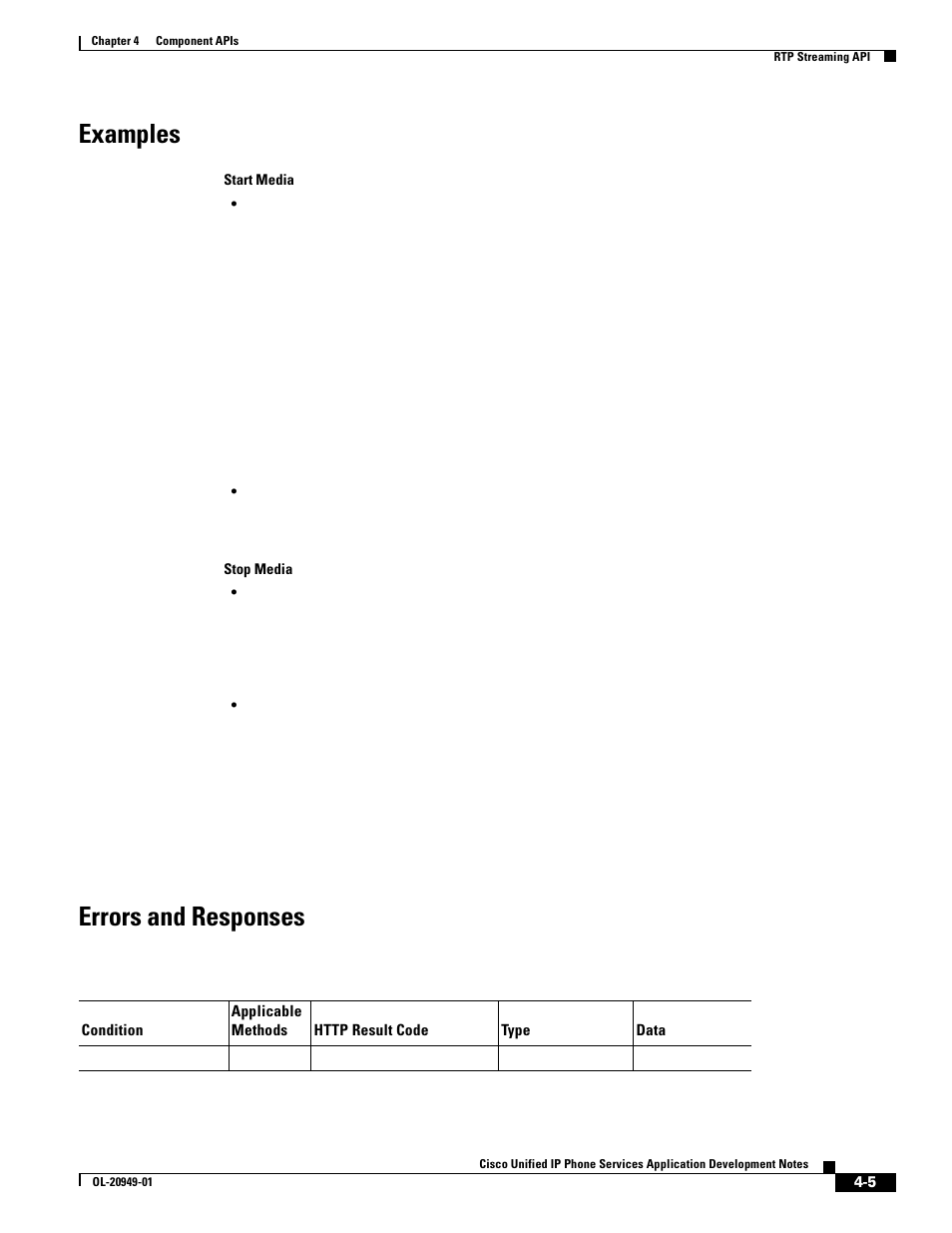 Examples, Errors and responses | Cisco OL-20949-01 User Manual | Page 47 / 116
