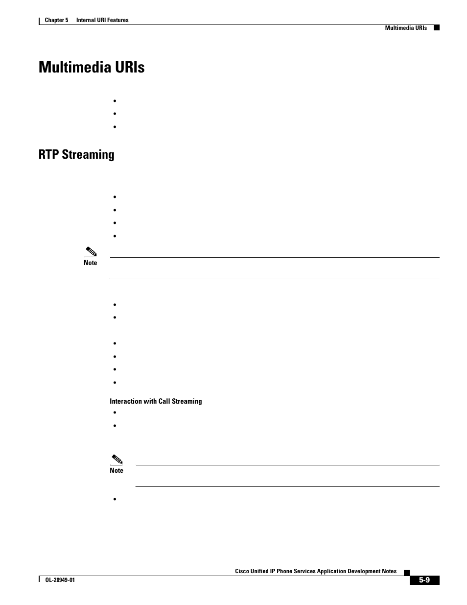 Multimedia uris, Rtp streaming | Cisco OL-20949-01 User Manual | Page 57 / 116