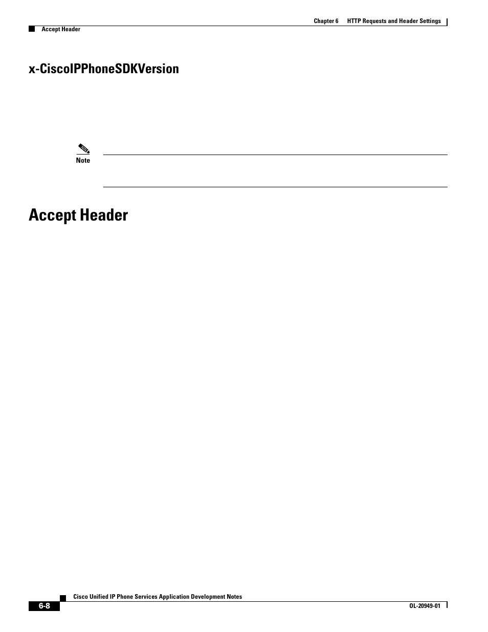 X-ciscoipphonesdkversion, Accept header | Cisco OL-20949-01 User Manual | Page 76 / 116