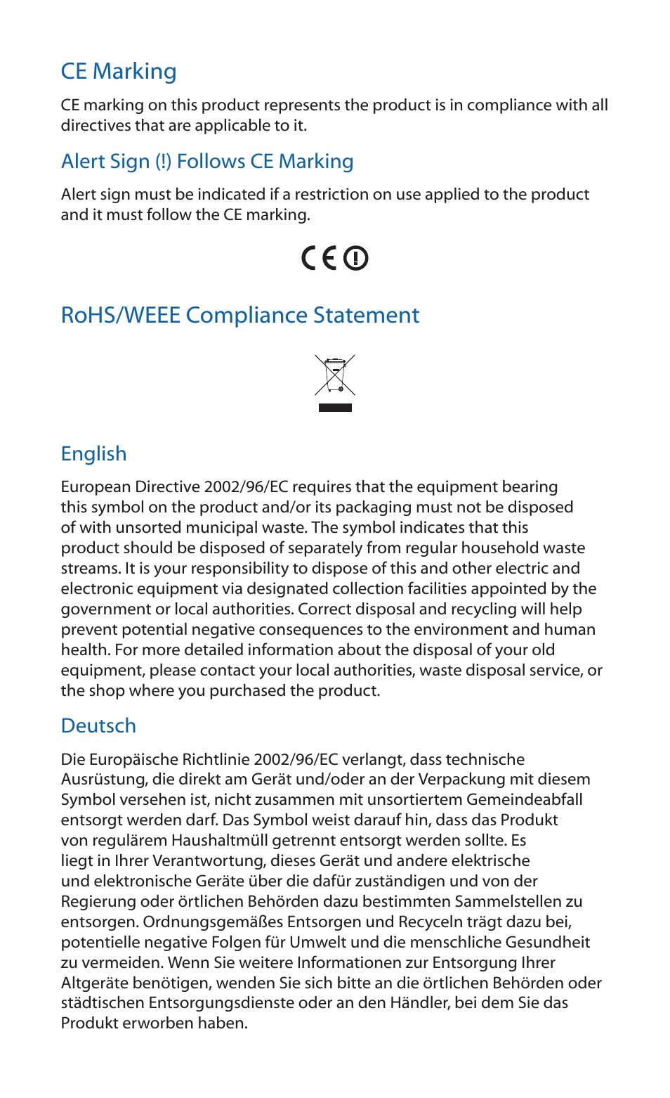 Ce marking, Rohs/weee compliance statement | Ubiquiti Networks UniF AP AC User Manual | Page 21 / 24