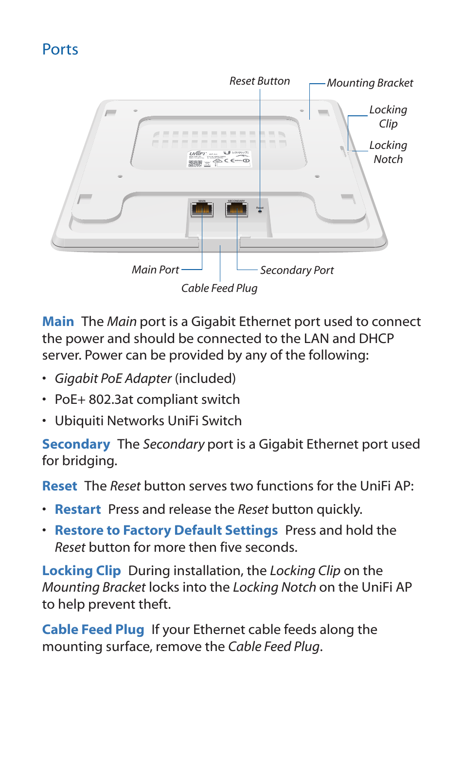 Ports | Ubiquiti Networks UniF AP AC User Manual | Page 5 / 24