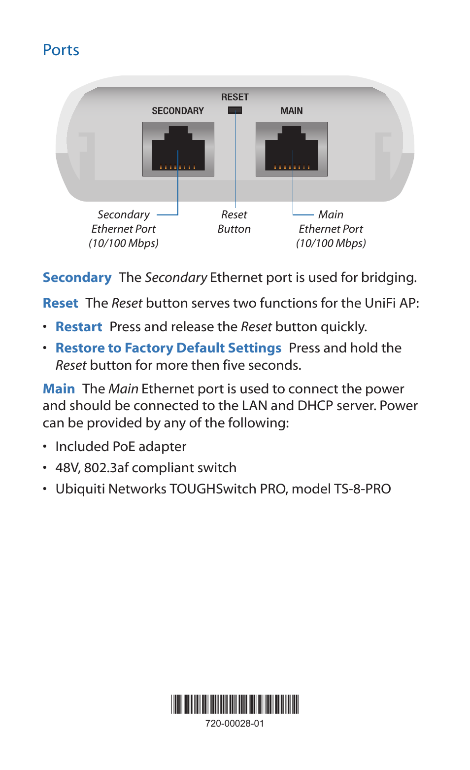Ports | Ubiquiti Networks UniF AP Outdoor User Manual | Page 6 / 24