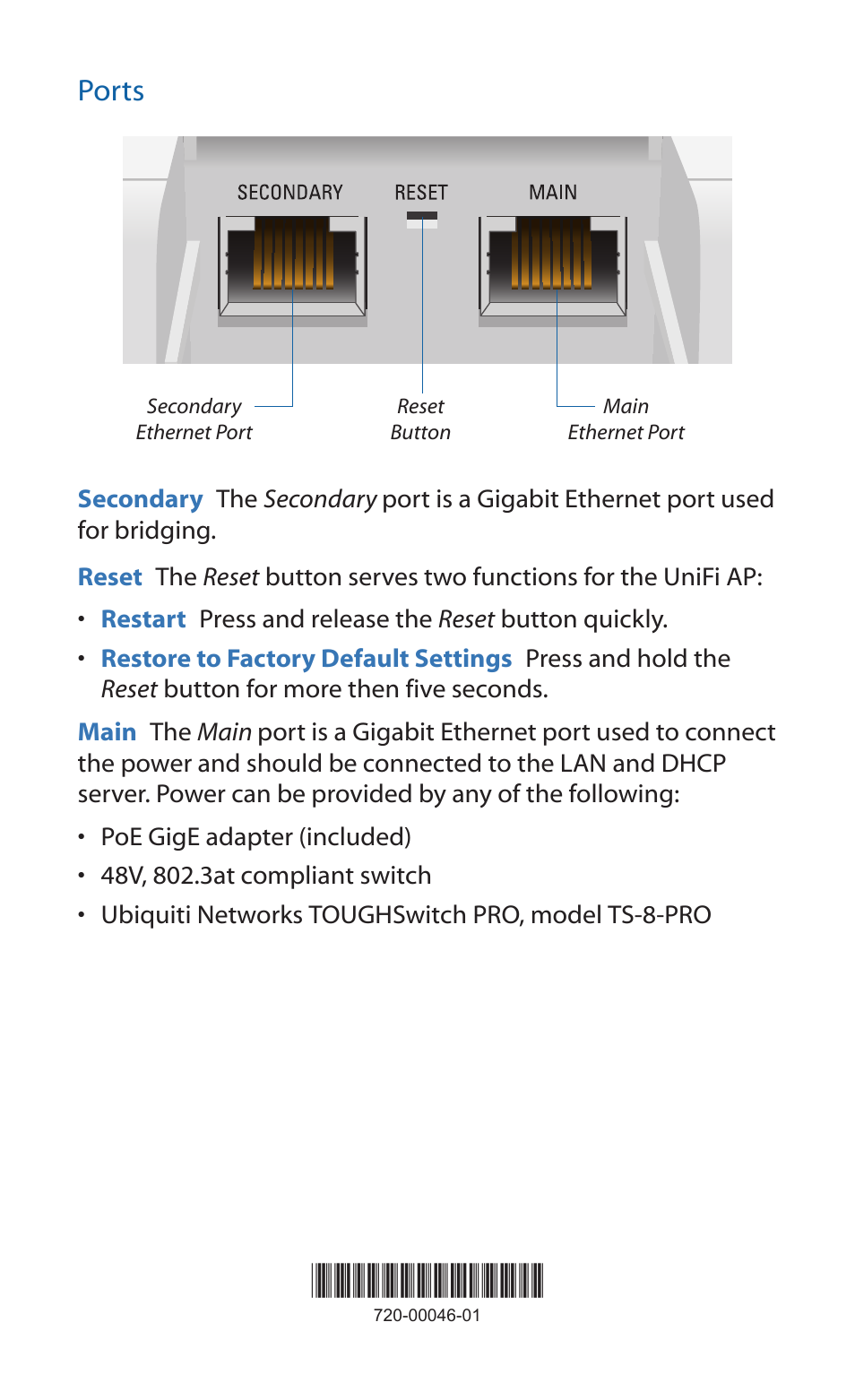 Ports | Ubiquiti Networks UniF AP AC Outdoor User Manual | Page 6 / 24