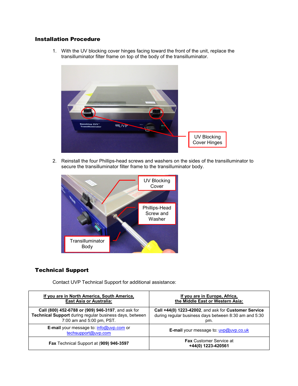 UVP TB-106  Transilluminator UV Blocking Cover User Manual | Page 3 / 3