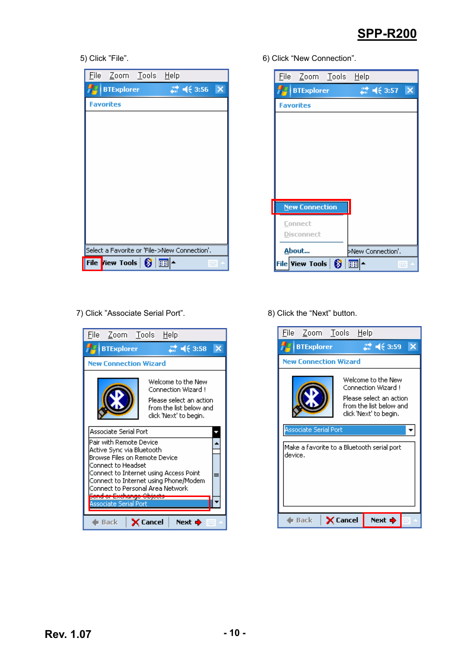 Spp-r200, Rev. 1.07 | BIXOLON SPP-R200 User Manual | Page 10 / 38