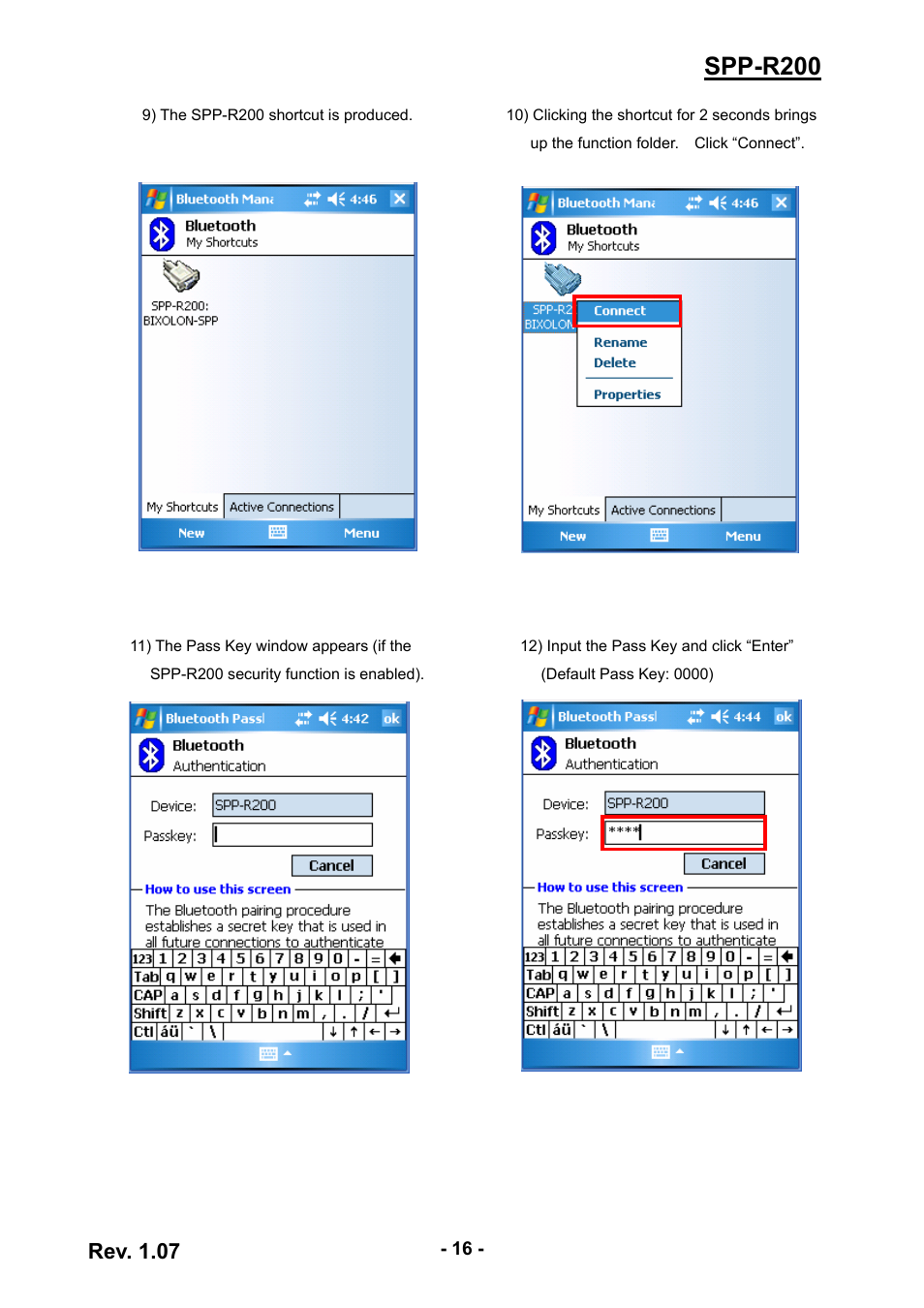Spp-r200, Rev. 1.07 | BIXOLON SPP-R200 User Manual | Page 16 / 38