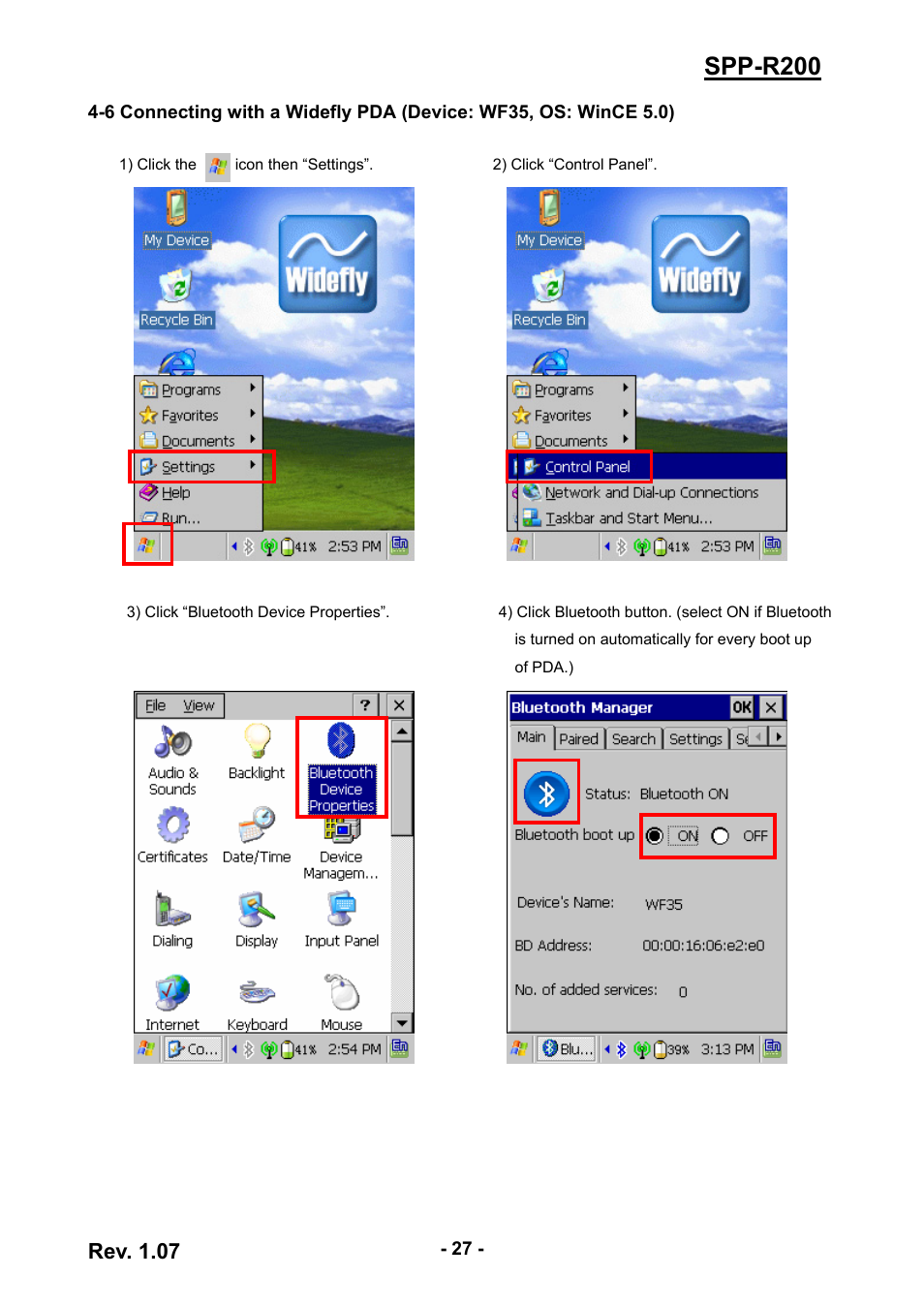 Spp-r200, Rev. 1.07 | BIXOLON SPP-R200 User Manual | Page 27 / 38