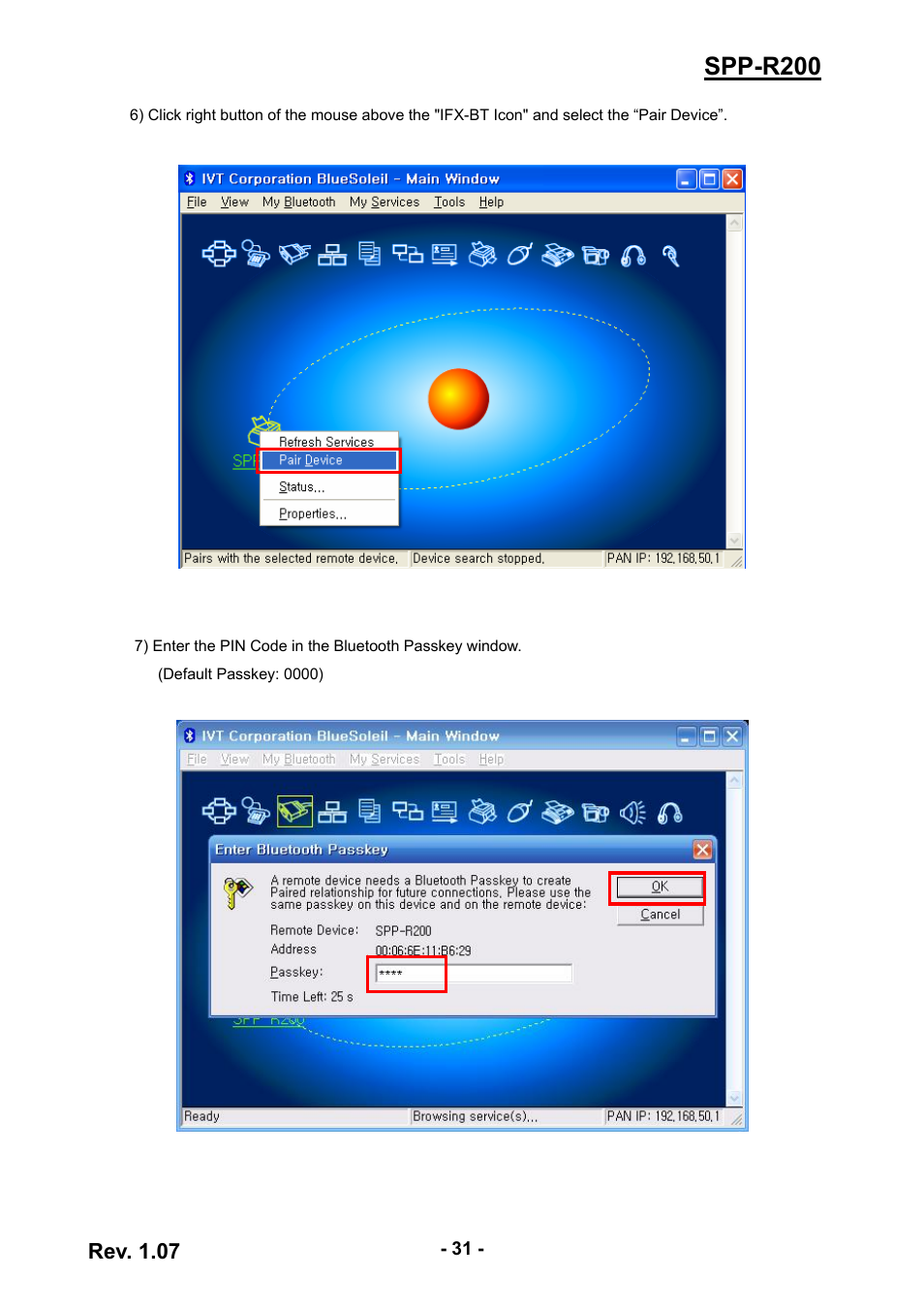 Spp-r200, Rev. 1.07 | BIXOLON SPP-R200 User Manual | Page 31 / 38