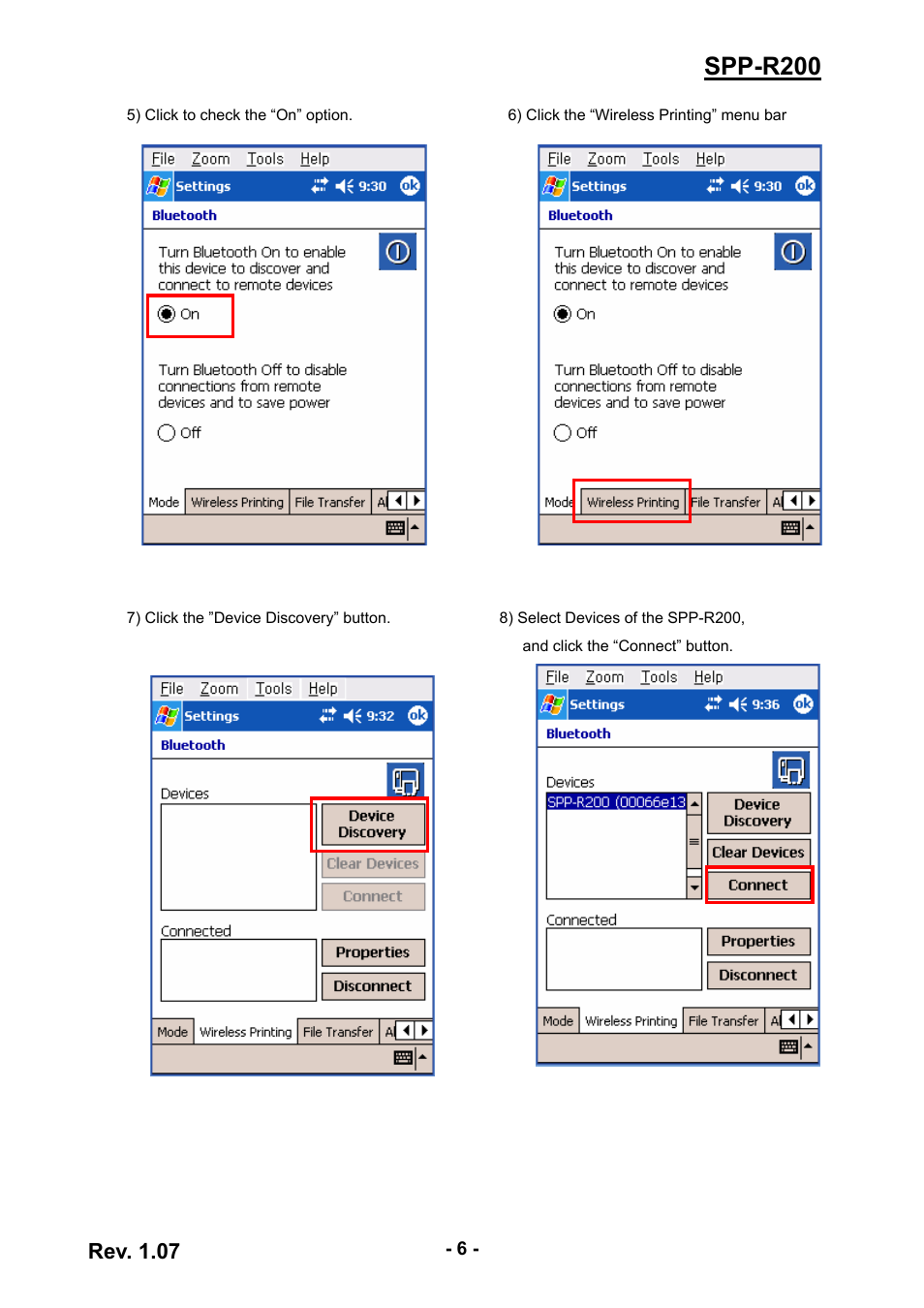 Spp-r200, Rev. 1.07 | BIXOLON SPP-R200 User Manual | Page 6 / 38