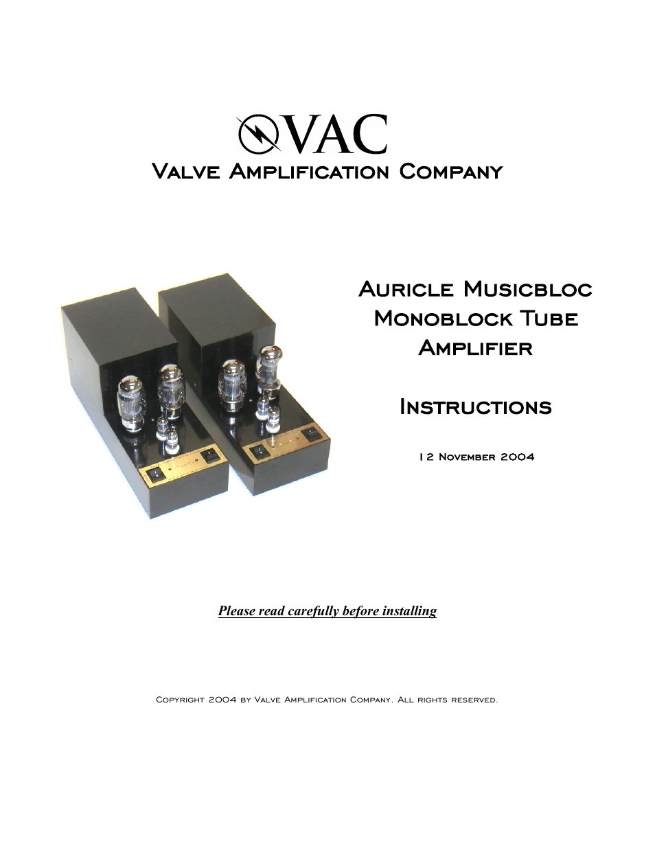 VAC Auricle Musicbloc User Manual | 10 pages