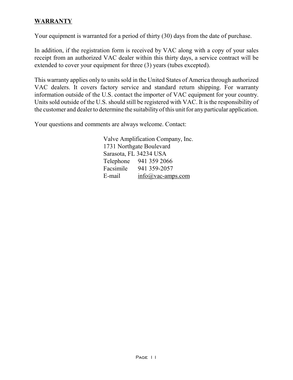 VAC Avatar SE User Manual | Page 11 / 13